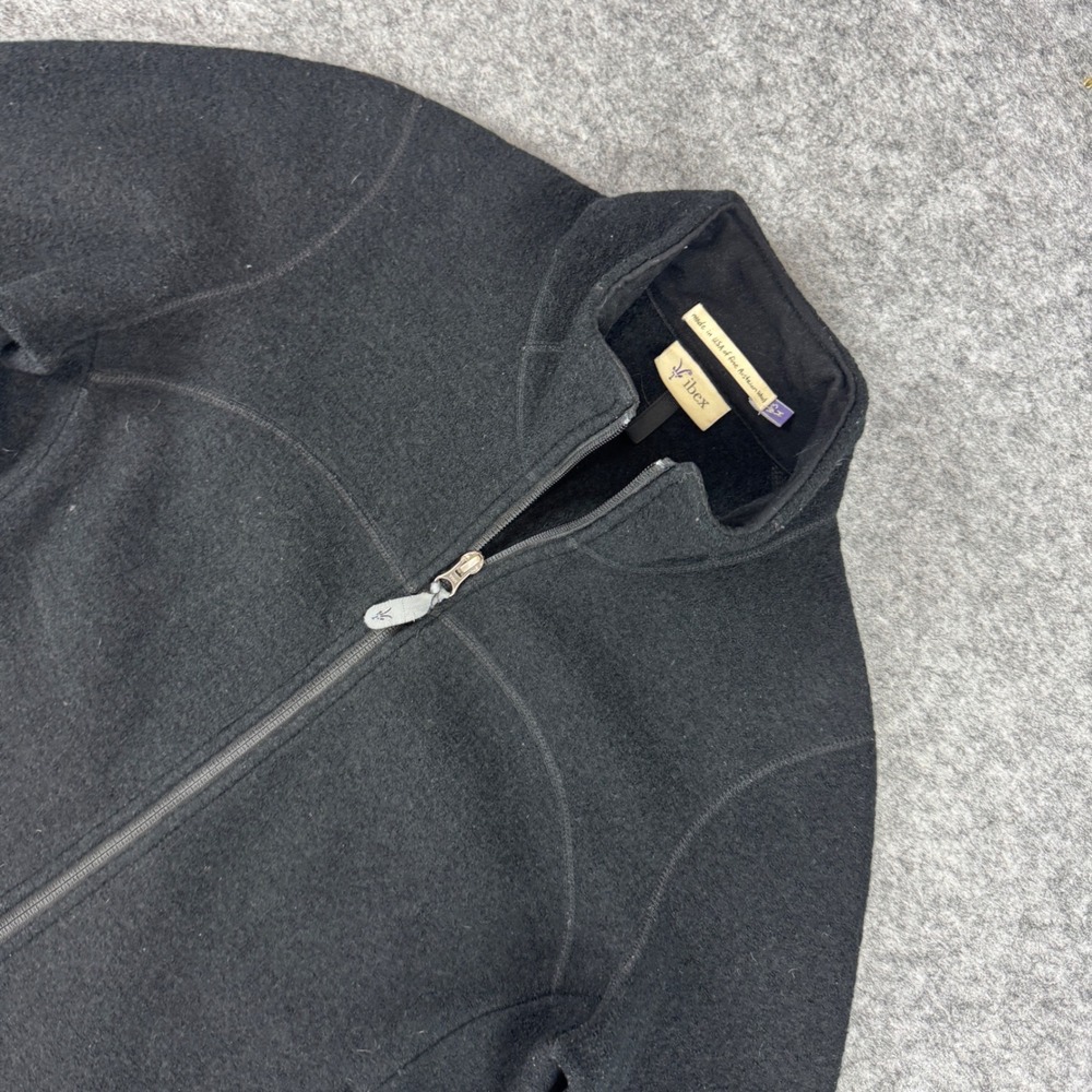 Ibex Womens Black 100% Austrian Wool Full Zip Jacket Size Medium Made in USA